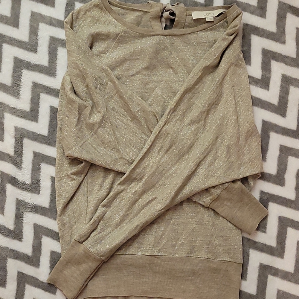 LOFT tie back cream sweater